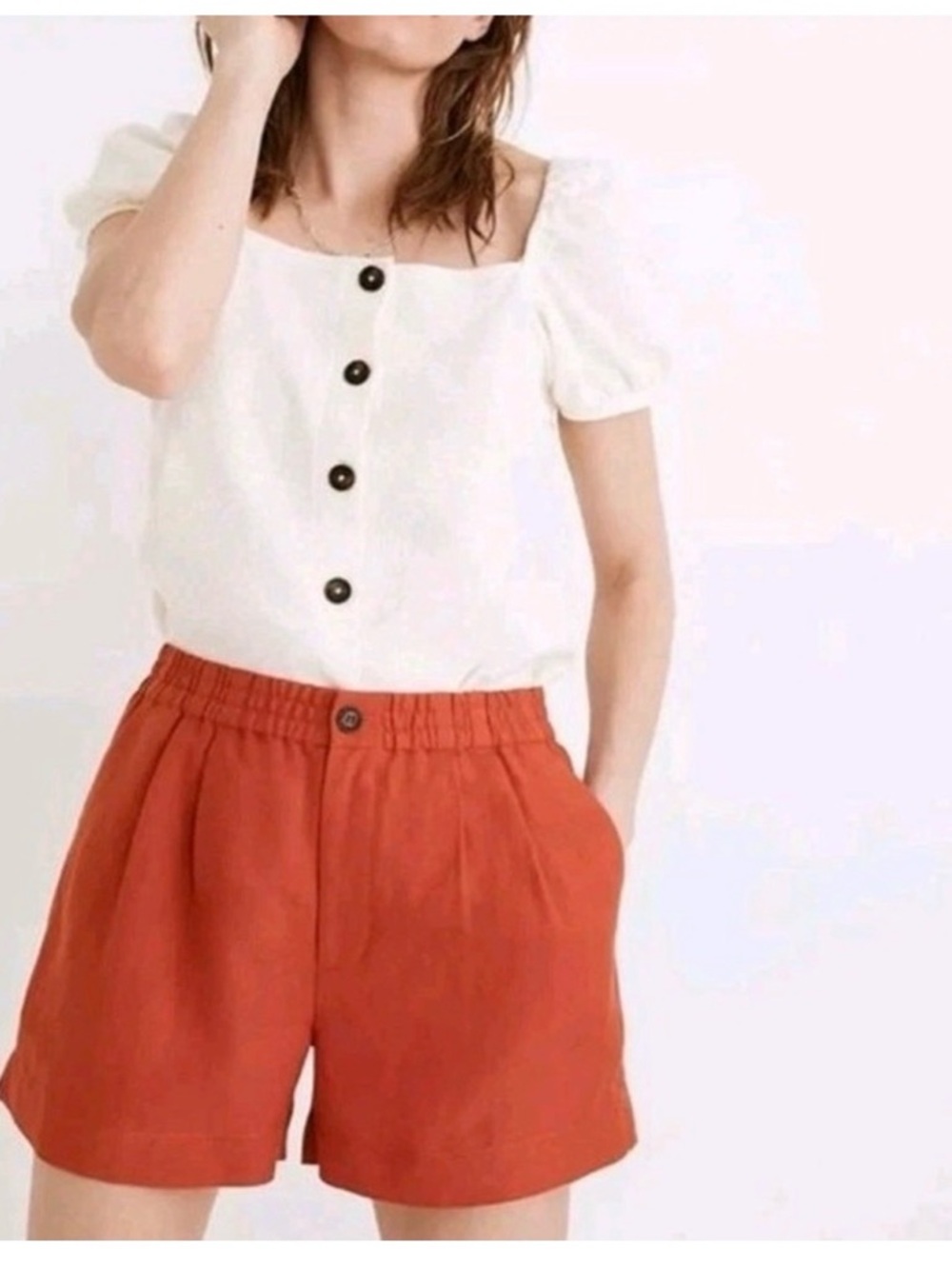 Madewell Shorts | Madewell Rustic Orange High-Rise Elastic Waist Shorts